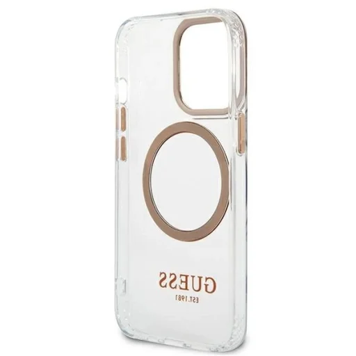 Guess GUHMP13XHTRMD iPhone 13 Pro Max 6.7" arany / arany kemény tok Metal Outline Magsafe - 7