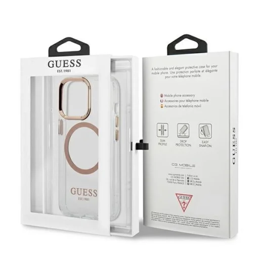 Guess GUHMP13XHTRMD iPhone 13 Pro Max 6.7" arany / arany kemény tok Metal Outline Magsafe - 8