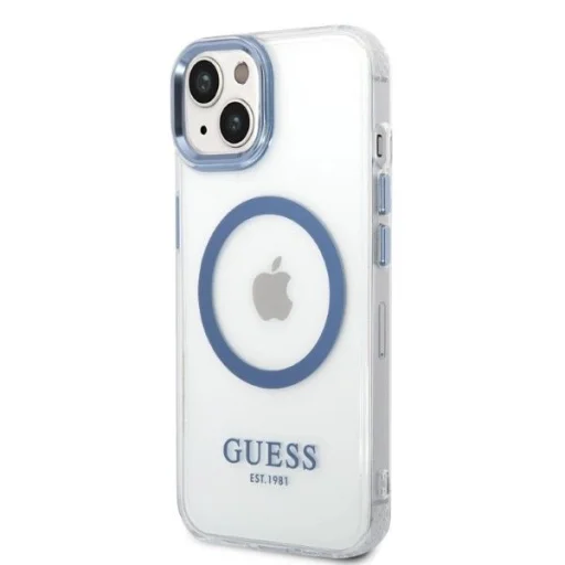 Guess Metal Outline MagSafe tok iPhone 14 Plus - kék - 2
