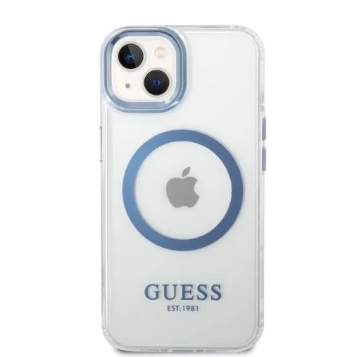 Guess Metal Outline MagSafe tok iPhone 14 Plus - kék - 3