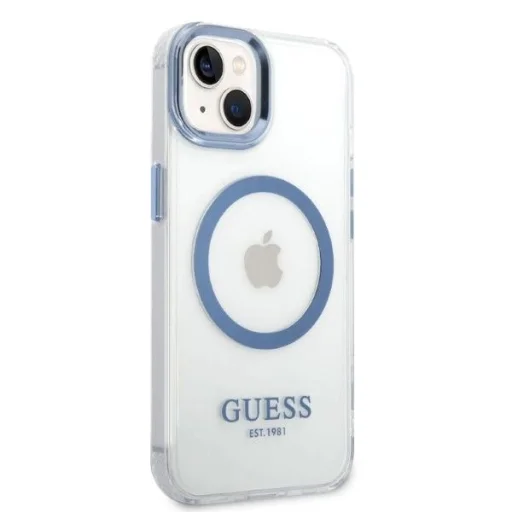 Guess Metal Outline MagSafe tok iPhone 14 Plus - kék - 4