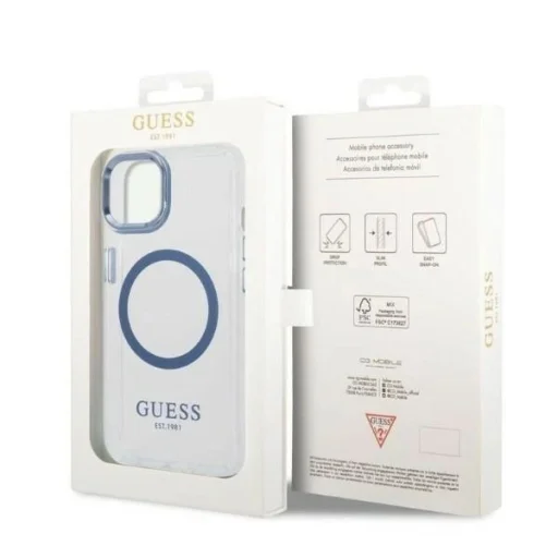 Guess Metal Outline MagSafe tok iPhone 14 Plus - kék - 8