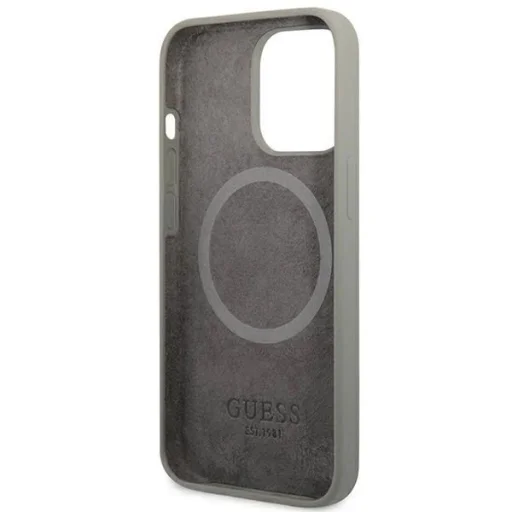 Guess GUHMP13XSPLG iPhone 13 Pro Max 6,7" szürke/szürke kemény tok Silicone Logo Plate MagSafe tok - 7