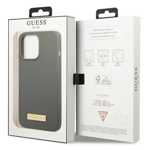Guess GUHMP13XSPLG iPhone 13 Pro Max 6,7" szürke/szürke kemény tok Silicone Logo Plate MagSafe tok - 8