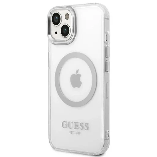 Guess GUHMP14MHTRMS iPhone 14 Plus 6.7" ezüst/ezüst kemény tok Metal Outline Magsafe tok - 2