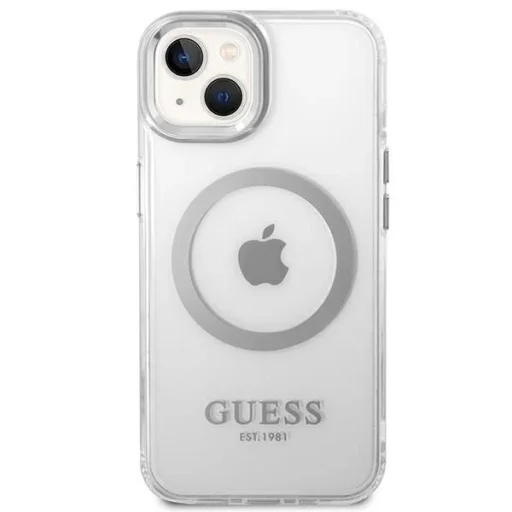 Guess GUHMP14MHTRMS iPhone 14 Plus 6.7" ezüst/ezüst kemény tok Metal Outline Magsafe tok - 3
