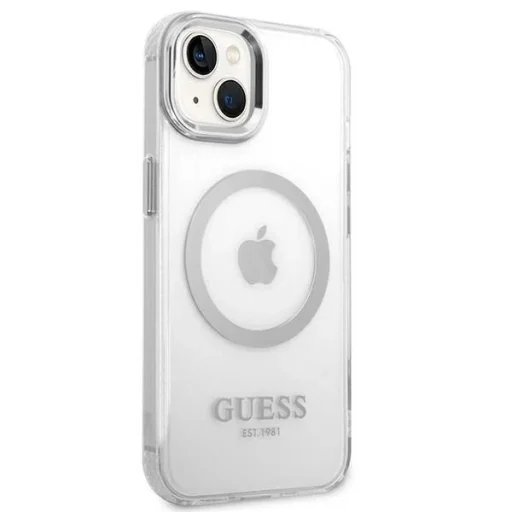 Guess GUHMP14MHTRMS iPhone 14 Plus 6.7" ezüst/ezüst kemény tok Metal Outline Magsafe tok - 4