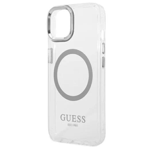 Guess GUHMP14MHTRMS iPhone 14 Plus 6.7" ezüst/ezüst kemény tok Metal Outline Magsafe tok - 6