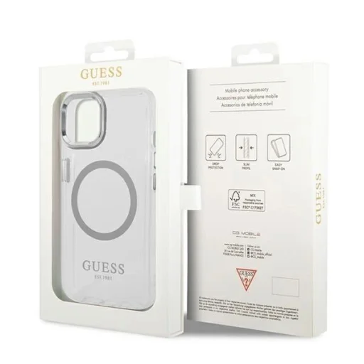 Guess GUHMP14MHTRMS iPhone 14 Plus 6.7" ezüst/ezüst kemény tok Metal Outline Magsafe tok - 8