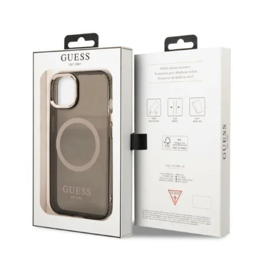 Guess Gold Outline Translucent MagSafe tok iPhone 13 - fekete - 8