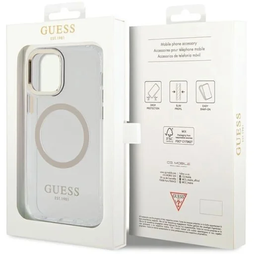 Guess Metal Outline Magsafe iPhone 12 / iPhone 12 Pro tok - arany - 8