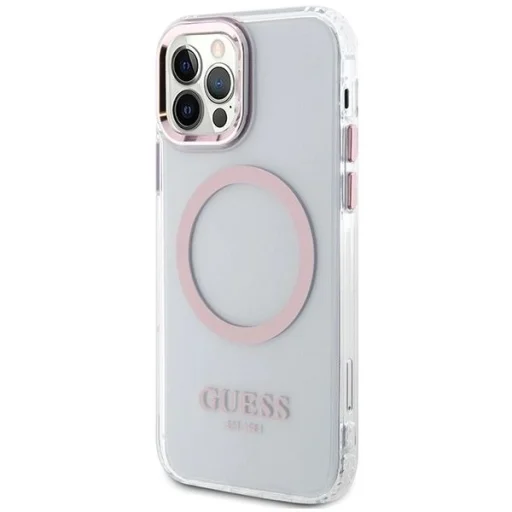 Guess Metal Outline Magsafe iPhone 12 / iPhone 12 Pro rózsaszín tok - 2