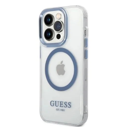 Guess GUHMP14XHTRMB iPhone 14 Pro Max 6.7" kék/kék kemény tok Metal Outline Magsafe tok - 2