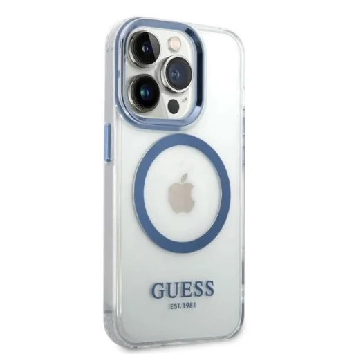 Guess GUHMP14XHTRMB iPhone 14 Pro Max 6.7" kék/kék kemény tok Metal Outline Magsafe tok - 4