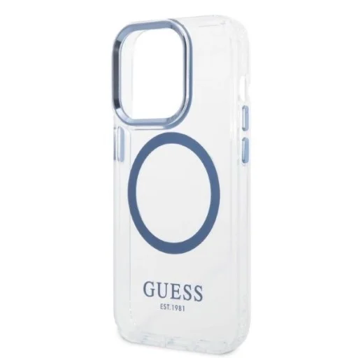 Guess GUHMP14XHTRMB iPhone 14 Pro Max 6.7" kék/kék kemény tok Metal Outline Magsafe tok - 6