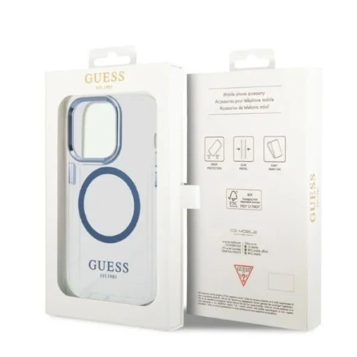 Guess GUHMP14XHTRMB iPhone 14 Pro Max 6.7" kék/kék kemény tok Metal Outline Magsafe tok - 8
