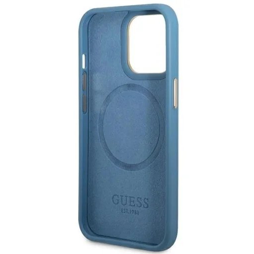 Guess GUHMP14LU4GPRB iPhone 14 Pro 6,1" kék/kék kemény tok 4G Logo Plate MagSafe tok - 7