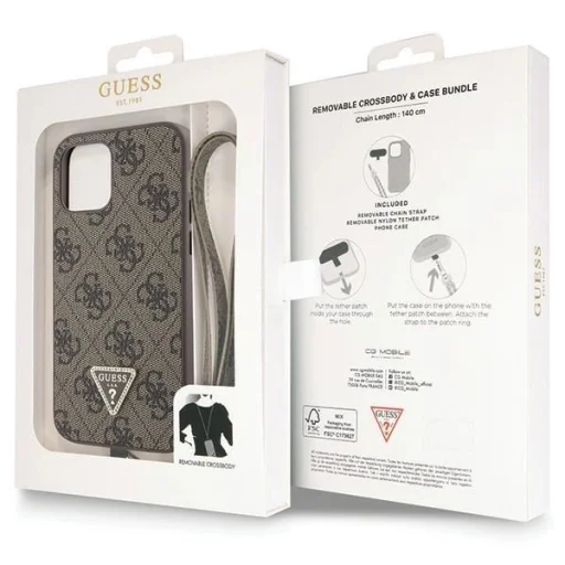 Guess GUHCP12MP4TDSCPW tok iPhone 12 / 12 Pro - Barna Crossbody 4G Metal Logo - 9