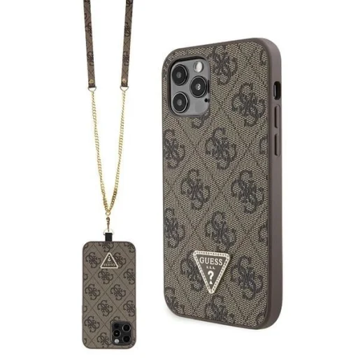 Guess GUHCP12MP4TDSCPW tok iPhone 12 / 12 Pro - Barna Crossbody 4G Metal Logo - 1