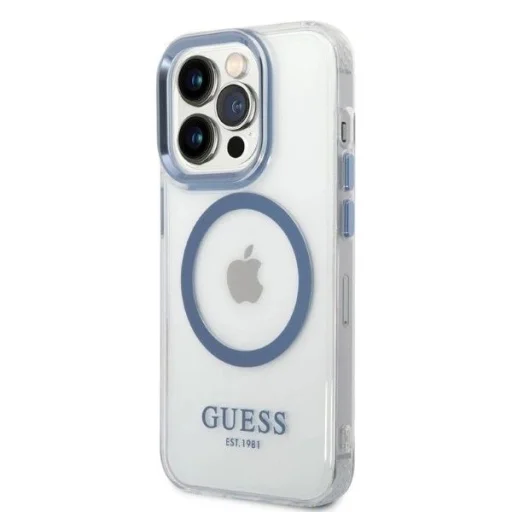 Guess Metal Outline MagSafe tok iPhone 14 Pro - kék - 2
