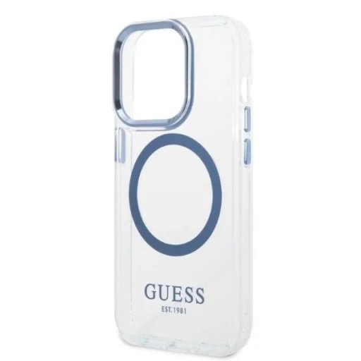 Guess Metal Outline MagSafe tok iPhone 14 Pro - kék - 6