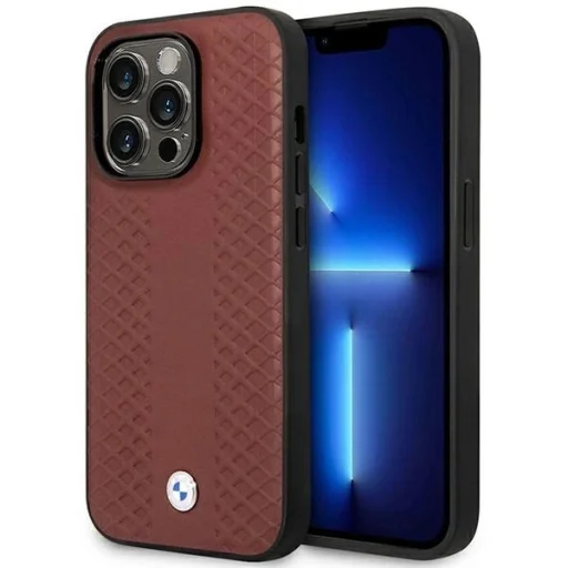  iPhone 14 Pro Max 6.7" Burgundy/Burgundy Leather Diamond Pattern MagSafe BMW BMHMP14X22RFGR tok - 1