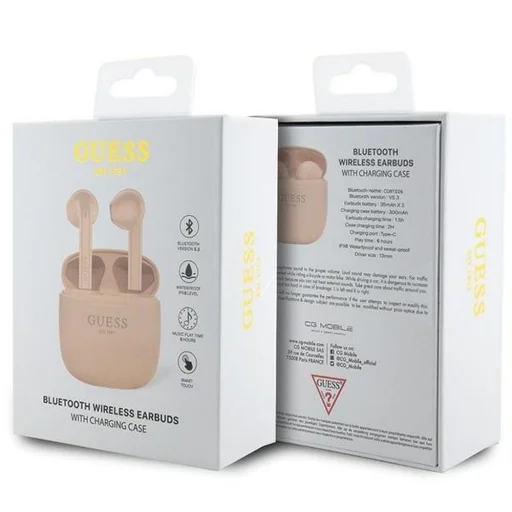 Guess Classic EST Logo TWS Bluetooth fülhallgatók + dokkoló állomás - rózsaszín - 7