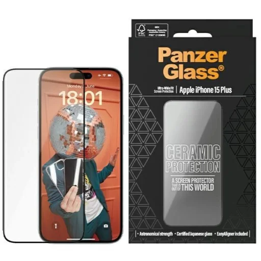 PanzerGlass Ceramic Protection kerámia üveg iPhone 15 Plus-hoz pozicionálóval üvegfólia - 1
