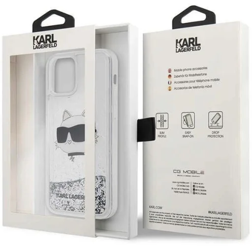 Karl Lagerfeld KLHCP12MLNHCCS iPhone 12/ 12 Pro 6.1" silver/silver hardcase Glitter Choupette Head - 8