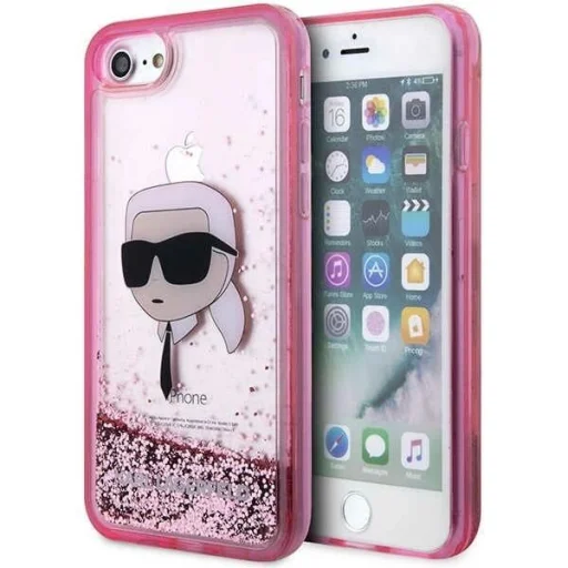 Karl Lagerfeld KLHCI8LNKHCP iPhone 7/8/ SE 2020/2022 pink/pink hardcase Glitter Karl Head tok - 1