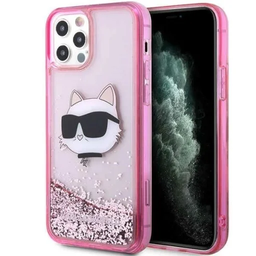 Karl Lagerfeld KLHCP12MLNCHCP iPhone 12/ 12 Pro 6.1" pink/pink glitter tok Choupette fej - 1