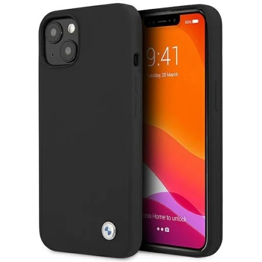  iPhone 13 mini 5,4" fekete BMW BMHCP13SSILBK hardcase Silicone Signature tok - 1