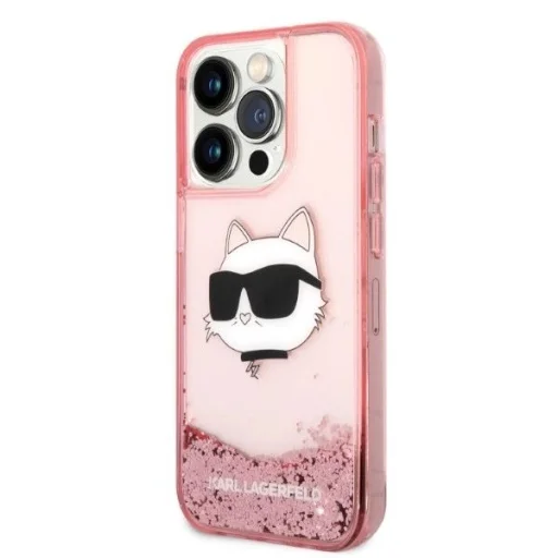 Karl Lagerfeld KLHCP14LLNCHCP iPhone 14 Pro 6.1" rózsaszín/rózsaszín keménytok Glitter Choupette Head tok - 2