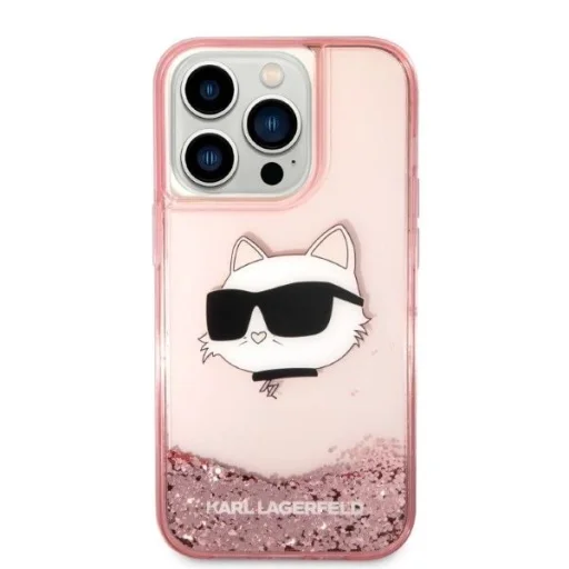 Karl Lagerfeld KLHCP14LLNCHCP iPhone 14 Pro 6.1" rózsaszín/rózsaszín keménytok Glitter Choupette Head tok - 3