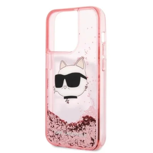 Karl Lagerfeld KLHCP14LLNCHCP iPhone 14 Pro 6.1" rózsaszín/rózsaszín keménytok Glitter Choupette Head tok - 6