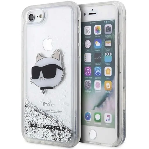 Karl Lagerfeld KLHCI8LNHCCS iPhone 7/8/SE 2020/2022 ezüst/ezüst keménytok Glitter Choupette Fej tok - 1