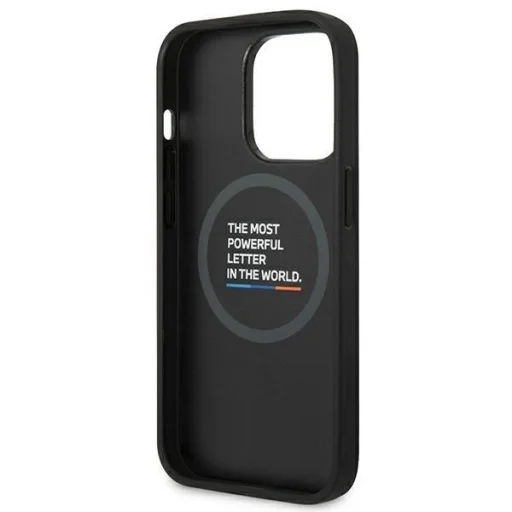  iPhone 14 Pro 6.1" BMW BMHMP14L22PTDK fekete / fekete Bőr Stamp Tricolor MagSafe tok - 7