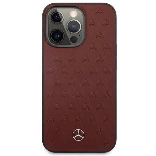 Mercedes MEHCP13LPSQRE iPhone 13 Pro / 13 6,1" piros keménytok Bőr Csillag Minta tok - 3