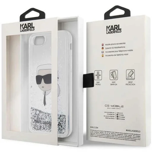 Karl Lagerfeld KLHCI8LNKHCH iPhone 7/8/SE 2020/2022 ezüst/ezüst kemény tok Glitter Karl Head - 8