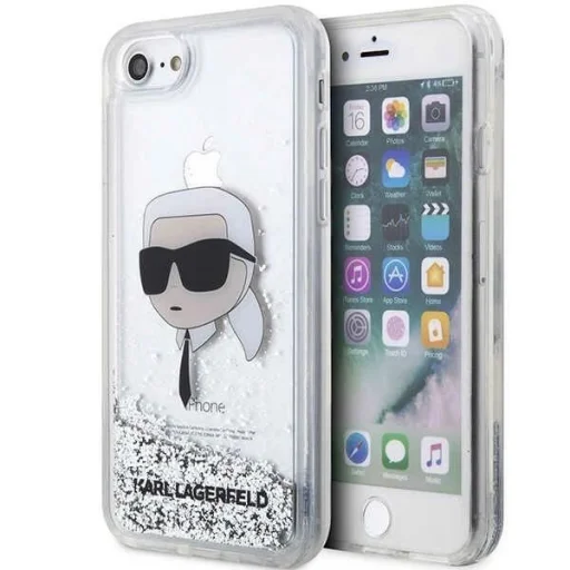 Karl Lagerfeld KLHCI8LNKHCH iPhone 7/8/SE 2020/2022 ezüst/ezüst kemény tok Glitter Karl Head - 1