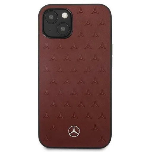 Mercedes MEHCP13SPSQRE iPhone 13 mini 5,4" piros hardcase bőr csillag mintázatú tok - 3
