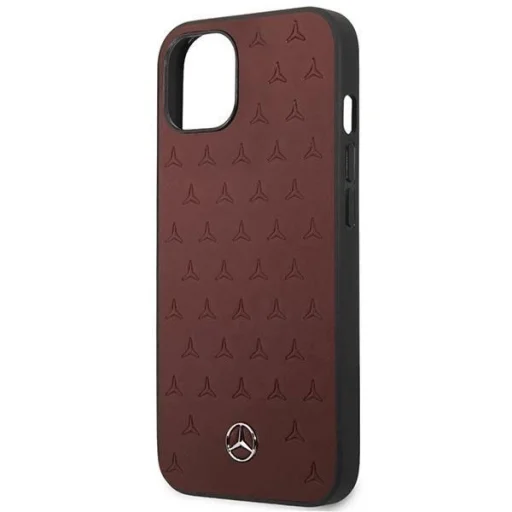 Mercedes MEHCP13SPSQRE iPhone 13 mini 5,4" piros hardcase bőr csillag mintázatú tok - 6