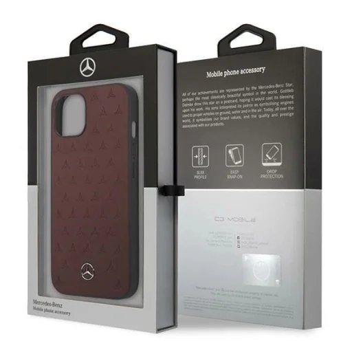 Mercedes MEHCP13SPSQRE iPhone 13 mini 5,4" piros hardcase bőr csillag mintázatú tok - 8