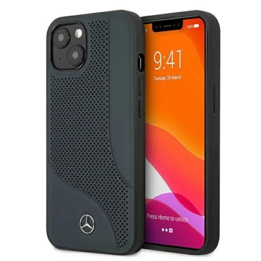 Mercedes MEHCP13SCDONA iPhone 13 mini 5,4" sötétkék tok bőr perforált terület - 1