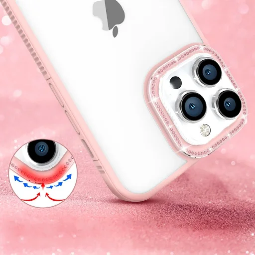 Kingxbar Sparkle Series iPhone 13 Pro Max tok kristályokkal hátlap rózsaszín - 4