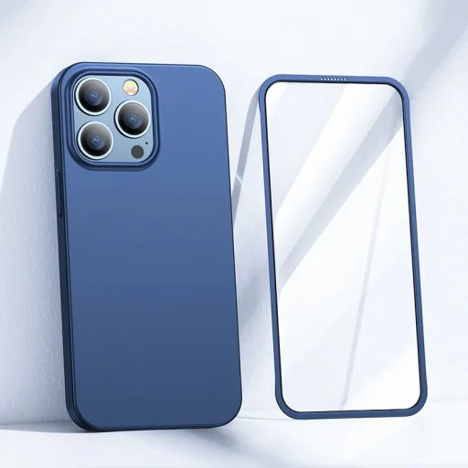 Joyroom 360 Full Case front and back cover iPhone 13 Pro tok + Edzett üveg képernyővédő kék (JR-BP935 kék) - 2