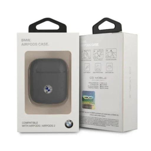 BMW BMA2SSLNA AirPods tok gránátkék/navy Valódi Bőr Ezüst Logó - 3