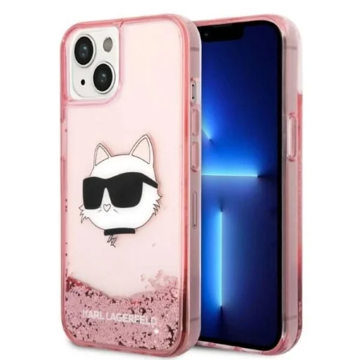 Karl Lagerfeld Glitter Choupette Head tok iPhone 14 Plus - rózsaszín - 1