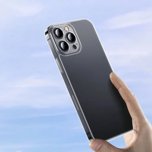 Baseus Frosted Glass Case tok iPhone 13 Pro Max-hoz kemény tok gél kerettel átlátszó (ARWS000202) - 10