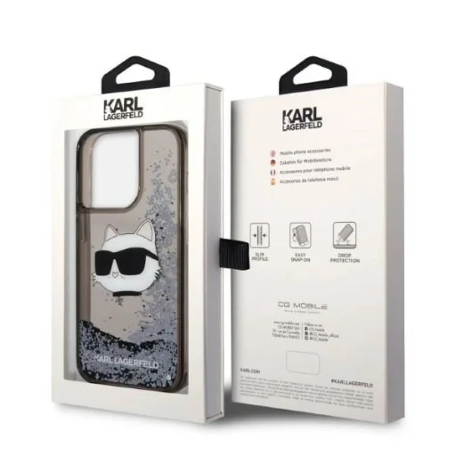 Karl Lagerfeld KLHCP14XLNCHCK iPhone 14 Pro Max 6.7" fekete/fekete keménytok Glitter Choupette Fej tok - 8